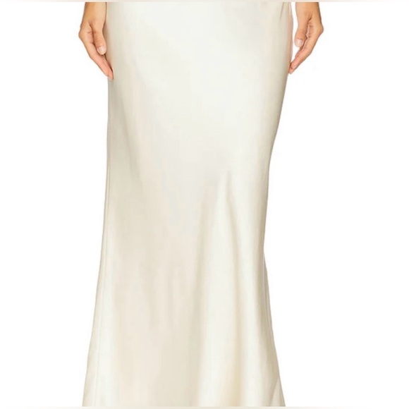 Zara Revolve Anthropologie Women’s Midi Satin Slip Skirt Cream Medium M - Picture 5 of 16